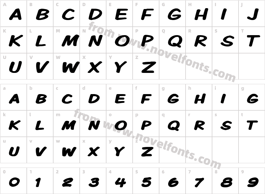 Komika Display Kaps Wide BoldCharacter Map