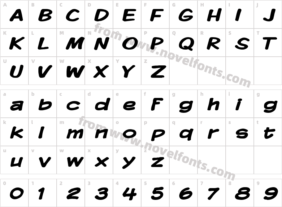 Komika Display Wide BoldCharacter Map