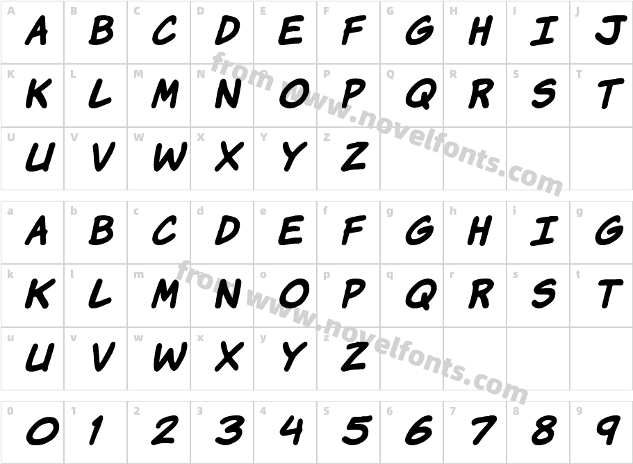 Komika Hand Bold ItalicCharacter Map