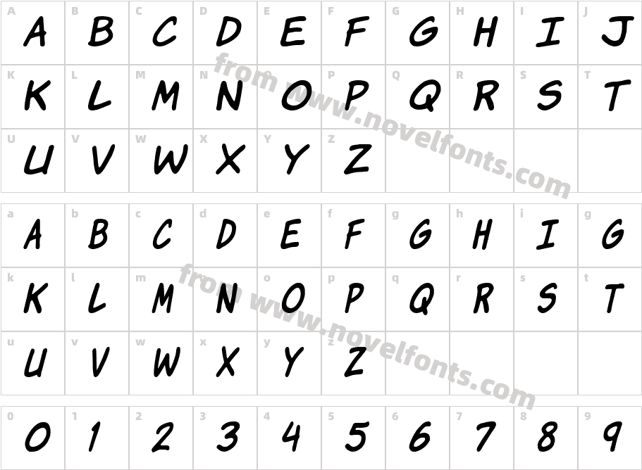 Komika Jam ItalicCharacter Map