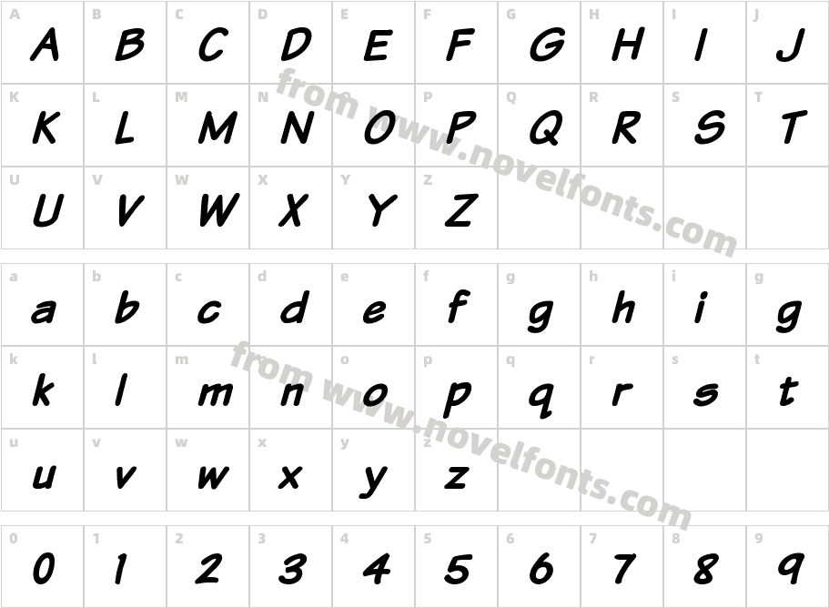 Komika Text Bold ItalicCharacter Map