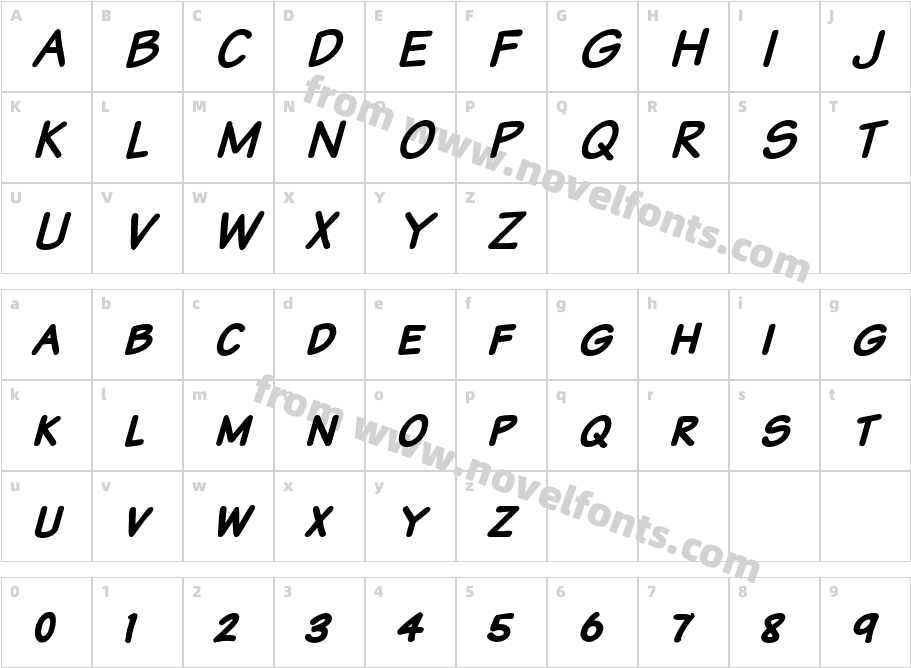 Komika Text Kaps Bold ItalicCharacter Map