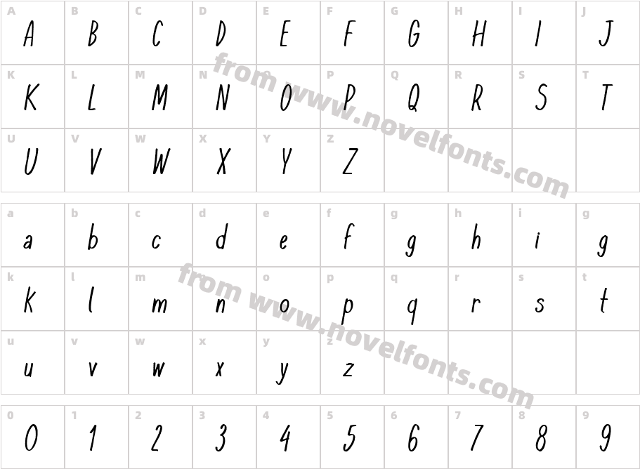 KomixConItalicCharacter Map