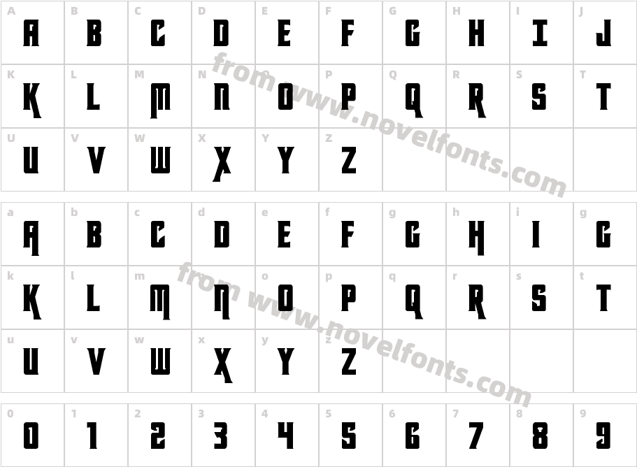 Kondor RegularCharacter Map