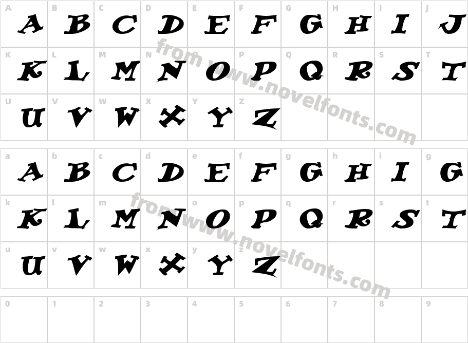 KoolKapsDisplayHvy Bold ItalicCharacter Map