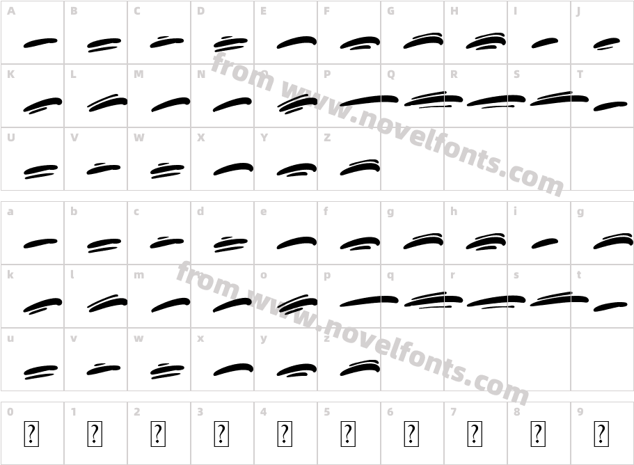 Koonamie SwashCharacter Map