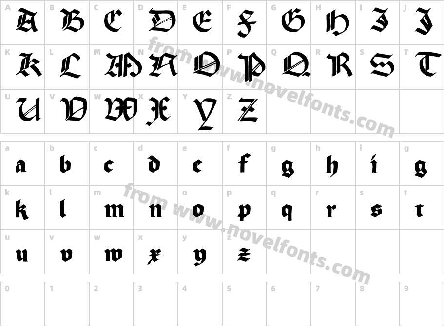 Korger Gothic DeuxCharacter Map