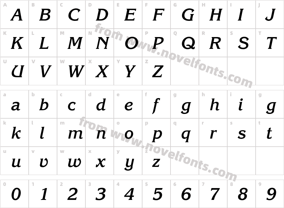Korinna-KursivBoldCharacter Map