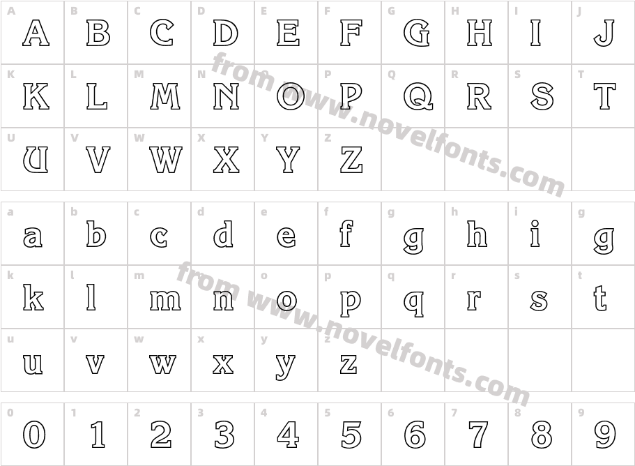 KorinnaBQ-OutlineCharacter Map