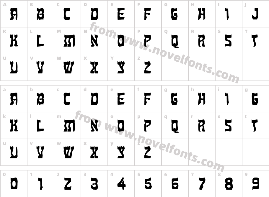 Kosher Wide BoldCharacter Map