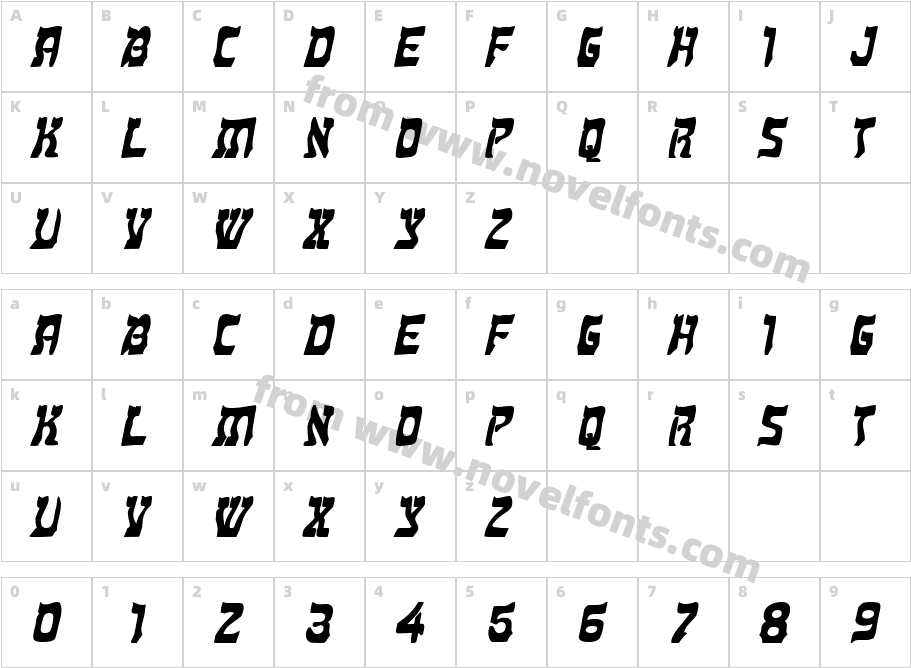 Kosher Wide BoldItalicCharacter Map