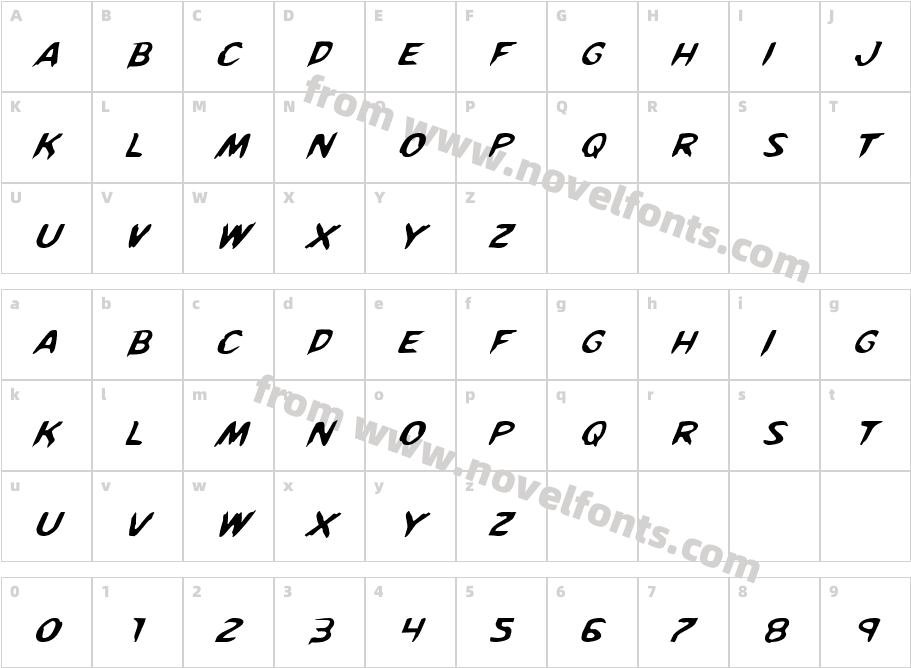 Kreeture ItalicCharacter Map