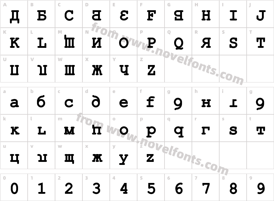 Kremlin Kourier II BoldCharacter Map