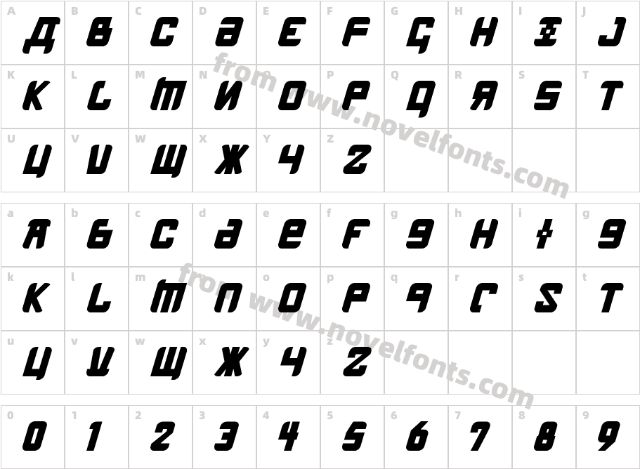 Kremlin Menshevik Bold ItalicCharacter Map