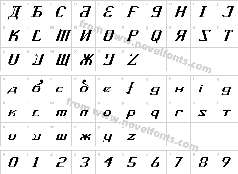 Kremlin Soviet ItalicCharacter Map