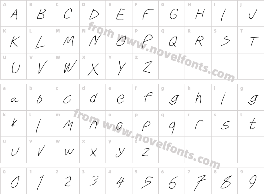 Krieg Font ObliqueCharacter Map