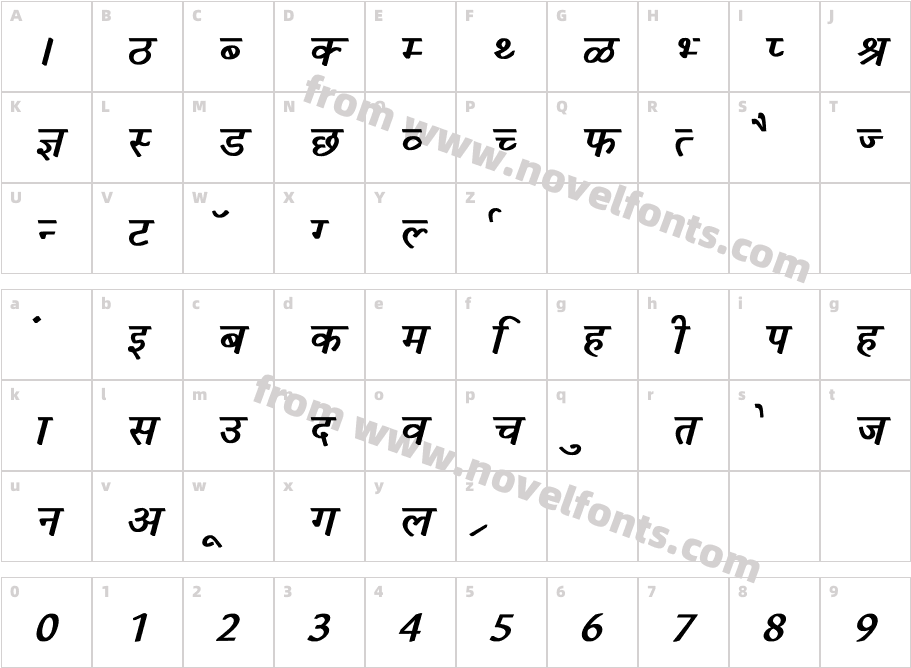 Krishna Bold ItalicCharacter Map