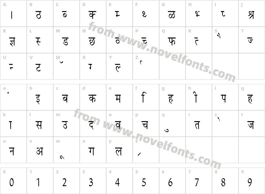 Krishna CondensedCharacter Map