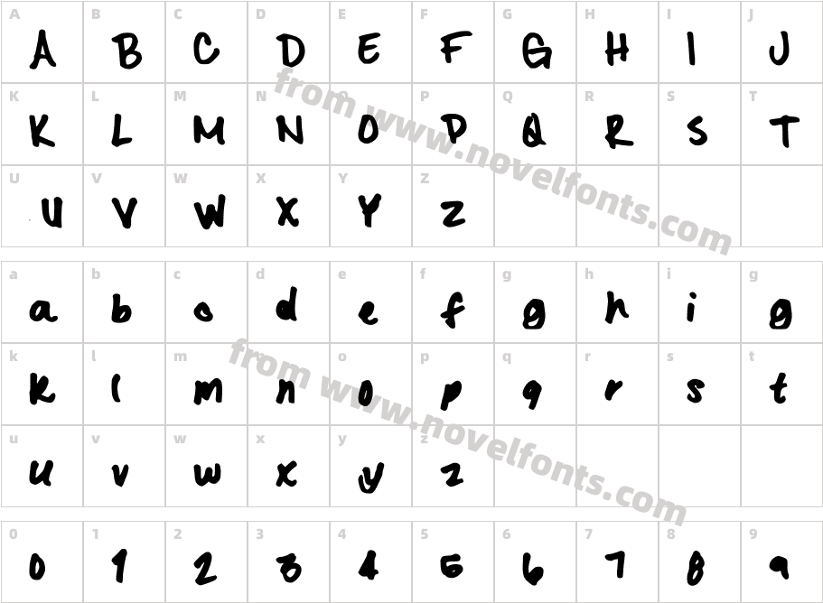 KristasFontCharacter Map