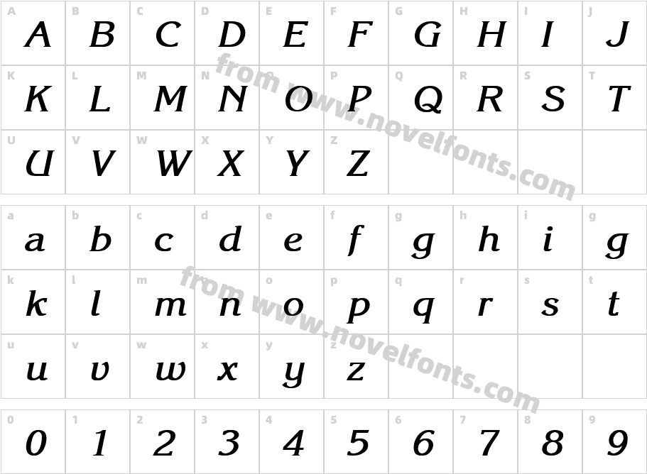 Krone Bold ItalicCharacter Map