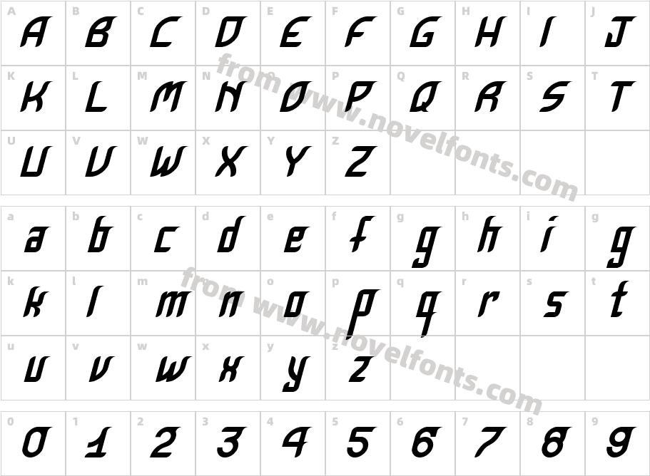 Krugovis-ItalicCharacter Map