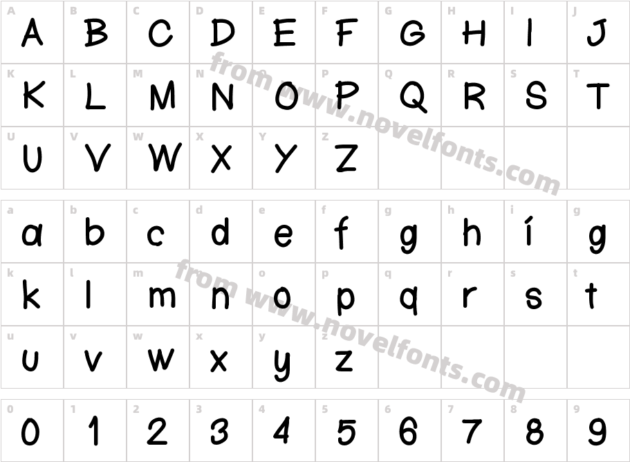 KtnFingerwritingCharacter Map