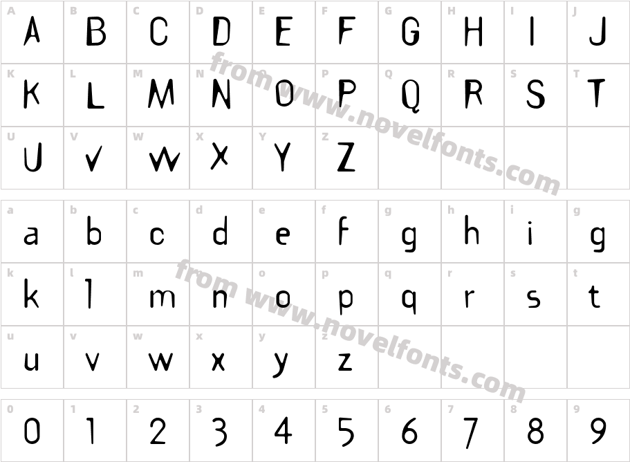 KubotaFontCharacter Map