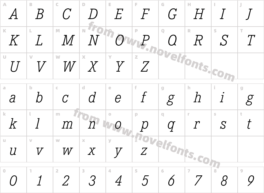 CorporateE-LightItalicCharacter Map