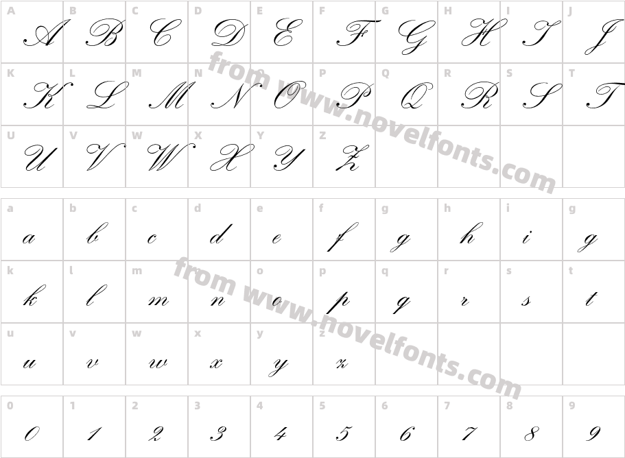 KuenstlerScript-TwoBoldCharacter Map