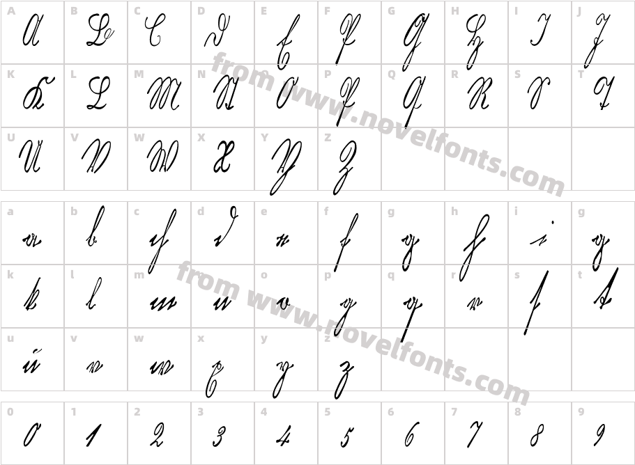 KurrentKupferstichThinCharacter Map