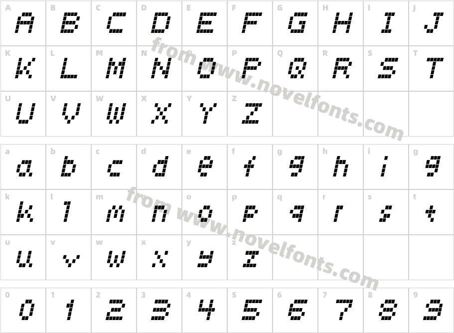 LCD ItalicCharacter Map