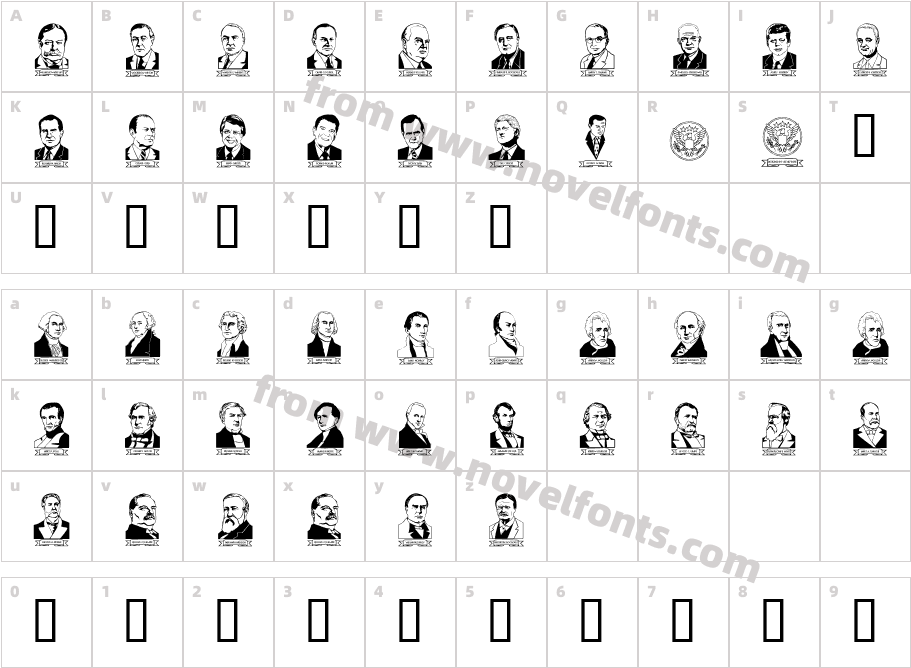 LCR American PresidentsCharacter Map
