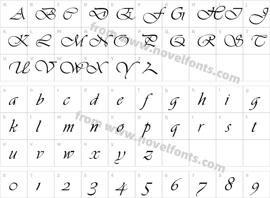 LDS Script ItalicCharacter Map