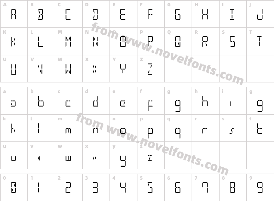 LED Sled Straight CondensedCharacter Map