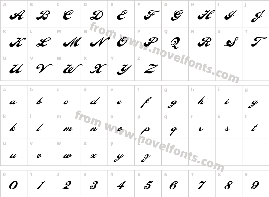 LHF Ballpark ScriptCharacter Map