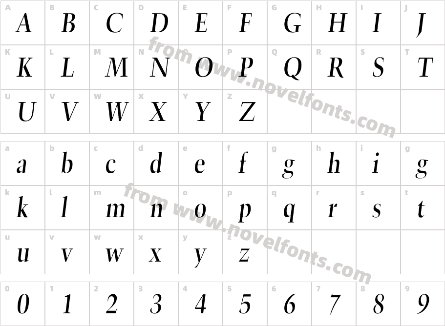 LHF Classic Roman ItalicCharacter Map