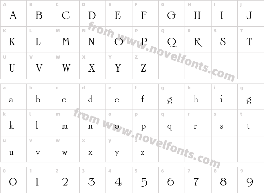 LHF Light Face RomanCharacter Map