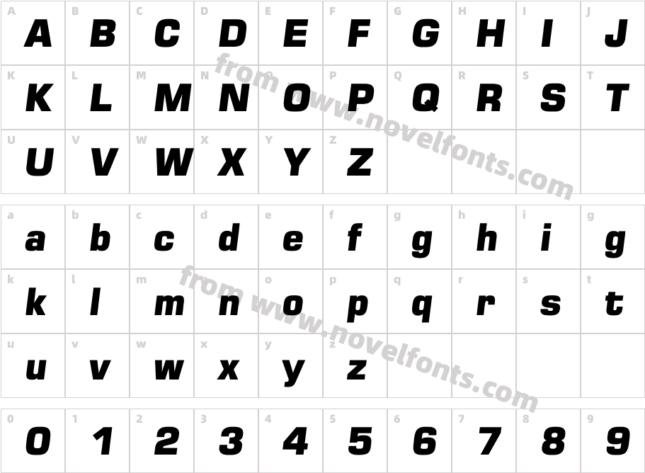 LHF Square Block ItalicCharacter Map