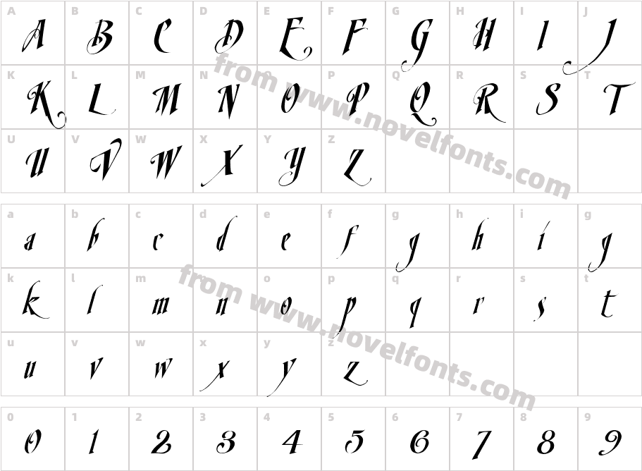 LHFMirage ItalicCharacter Map