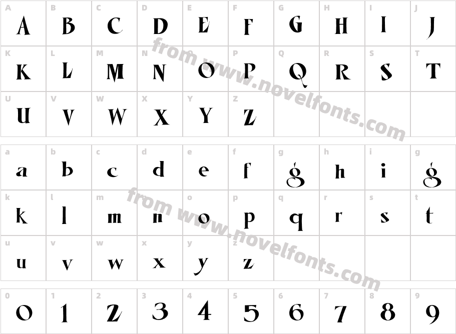 LHFMisterKookyREGCharacter Map