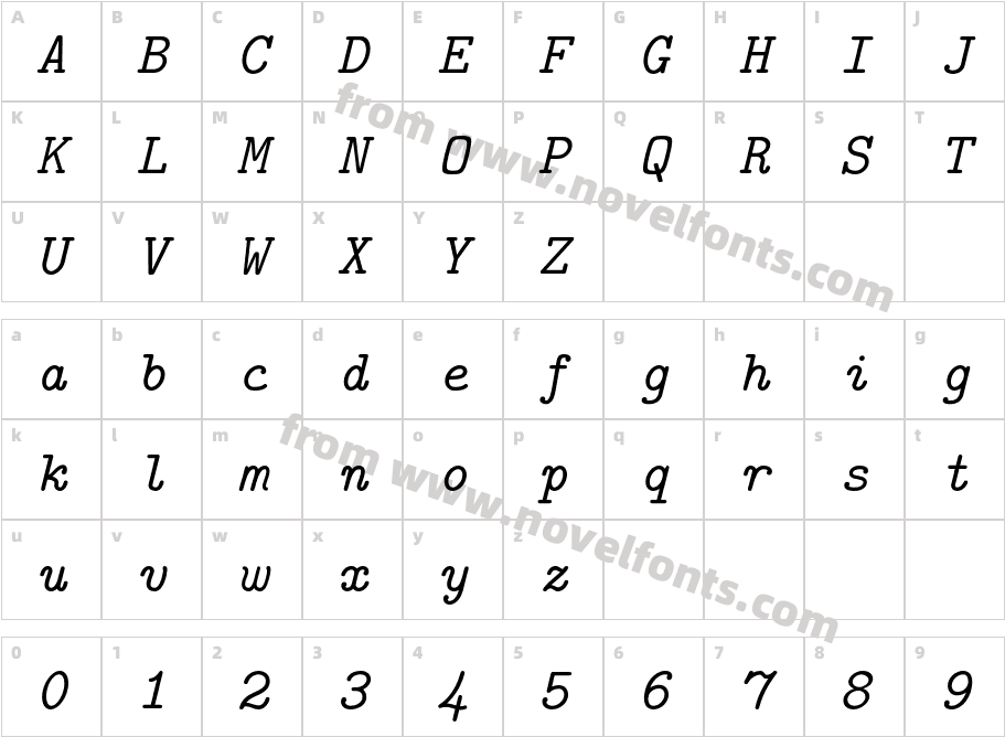 LMMono10-ItalicCharacter Map