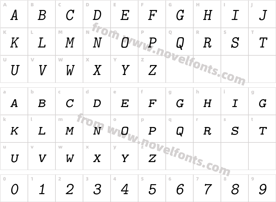 LMMonoCaps10-ObliqueCharacter Map