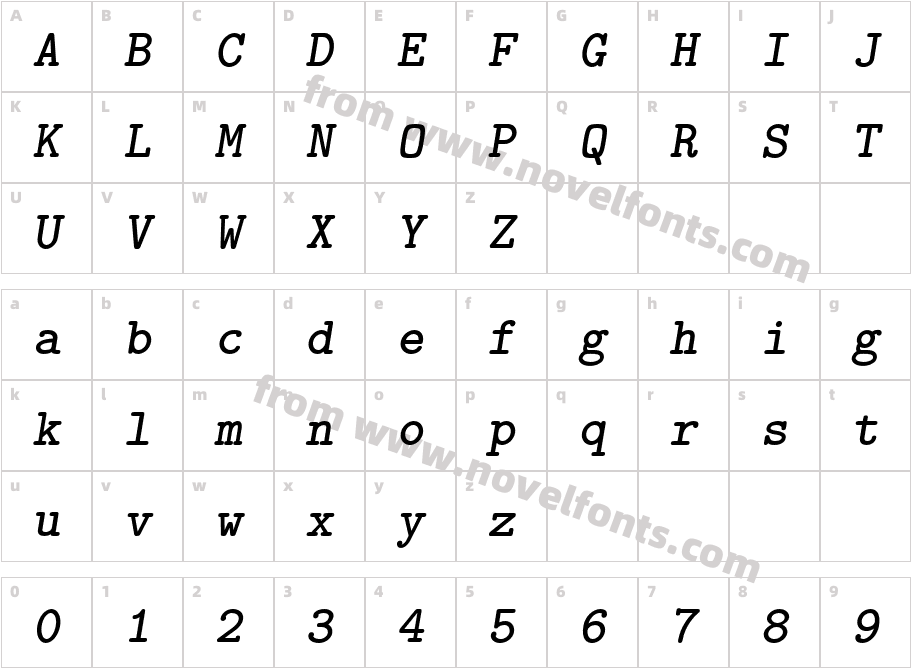 LMMonoLt10-BoldObliqueCharacter Map