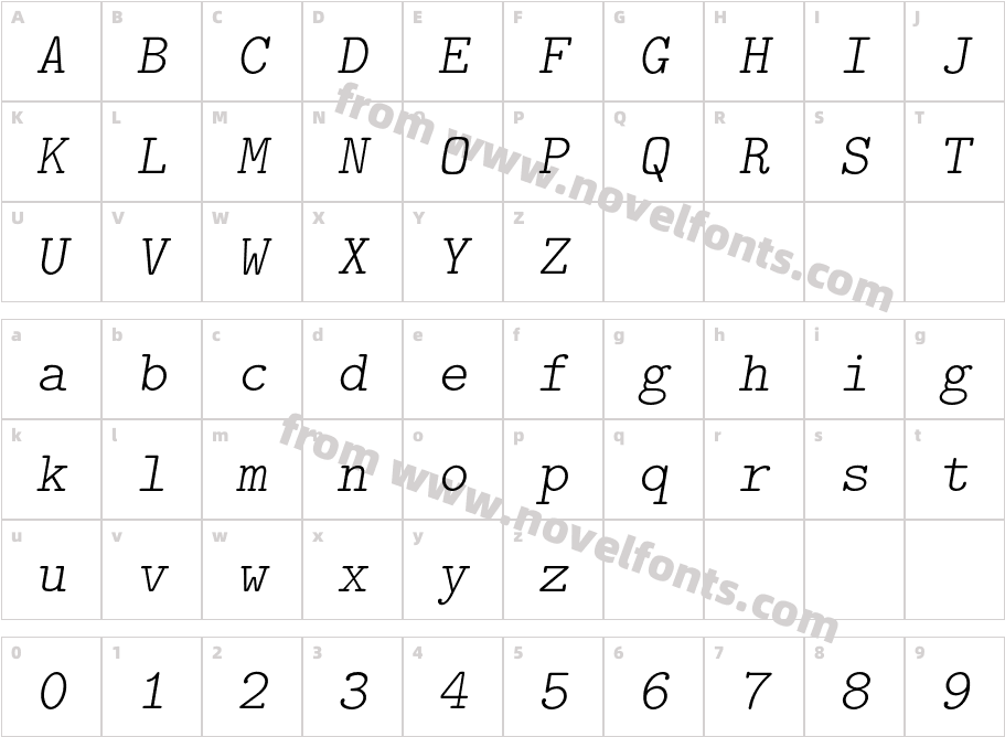 LMMonoLt10-ObliqueCharacter Map