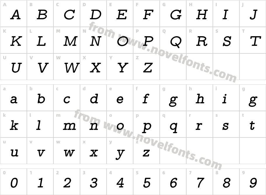 LMMonoPropLt10-BoldObliqueCharacter Map