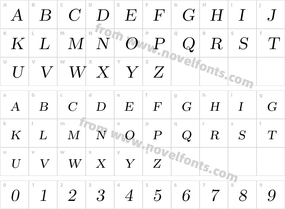 LMRomanCaps10-ObliqueCharacter Map