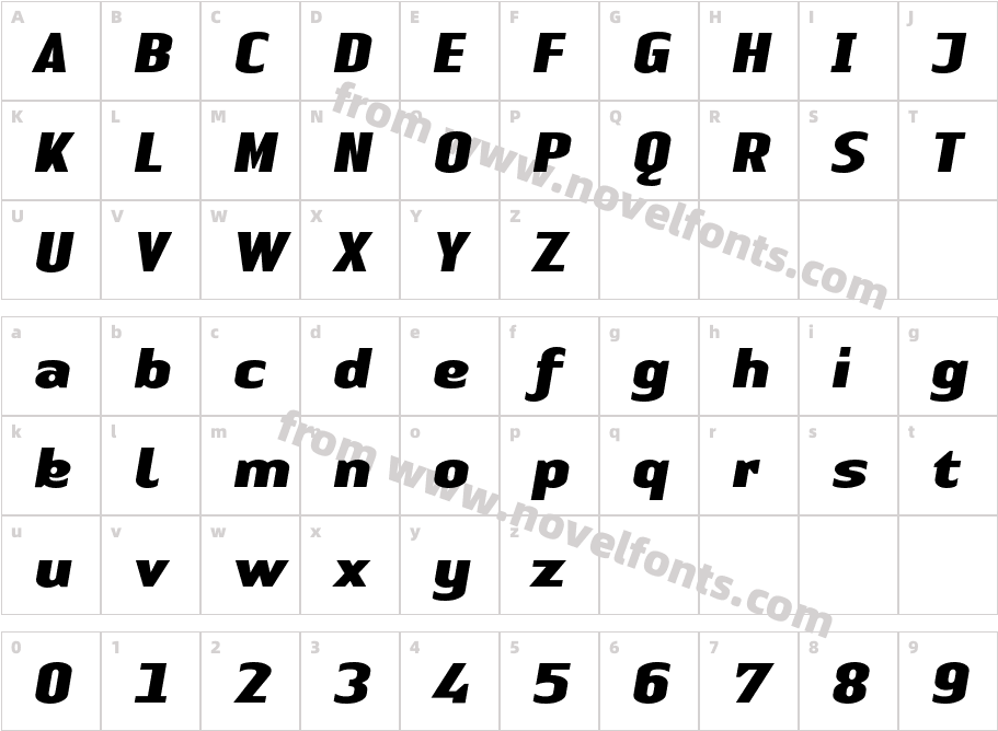 LTAuthenticSans-BlackItalicCharacter Map