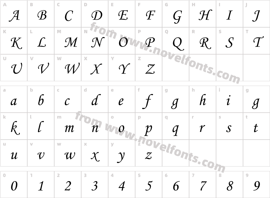 CorsivaMTStdCharacter Map