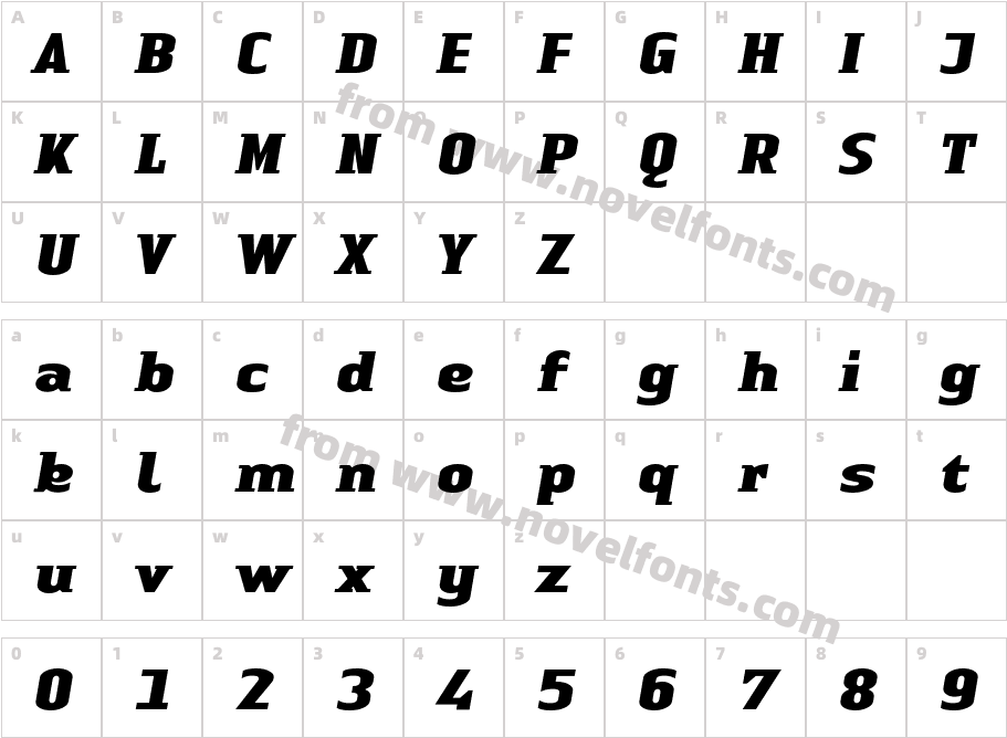 LTAuthenticSmallSerif-BlackItCharacter Map