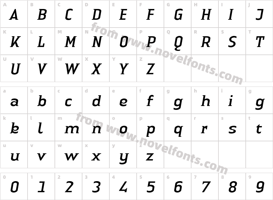 LTAuthenticSmallSerif-ItalicCharacter Map